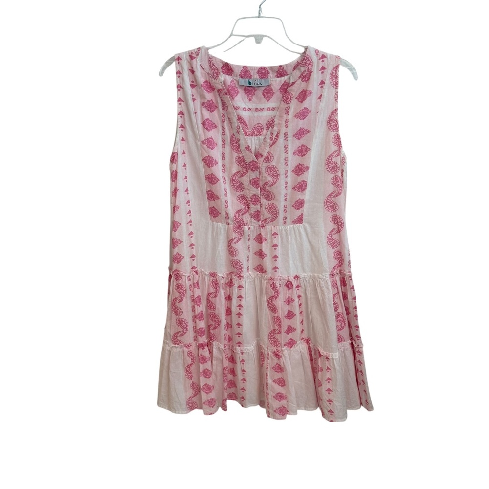 Bindu pink/white sleeveless mini dress